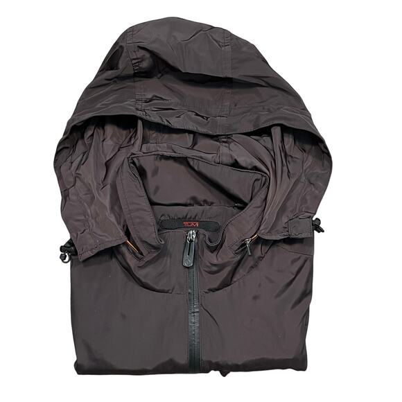 TECH by Tumi Brown Full-Zip Waterproof Hidden Hood Packable Jacket Mens Small - Picture 12 of 14